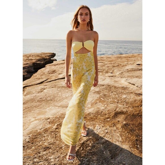 Peppermayo Exclusive Tropicana Maxi Dress Daffodil Yellow Size 8 NWOT - Picture 1 of 11